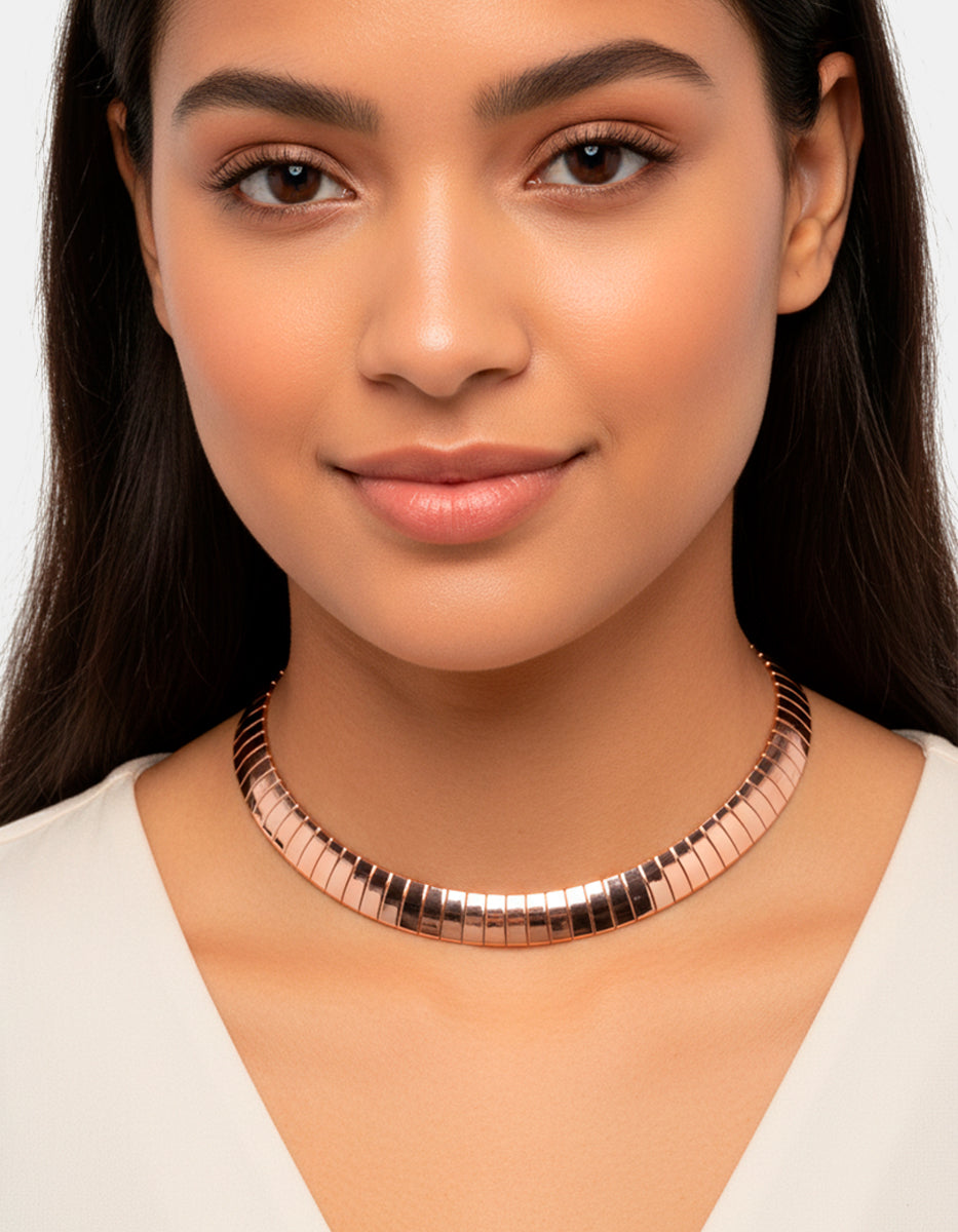 Gargantilla de bronce con baño de oro rosa Fenicia