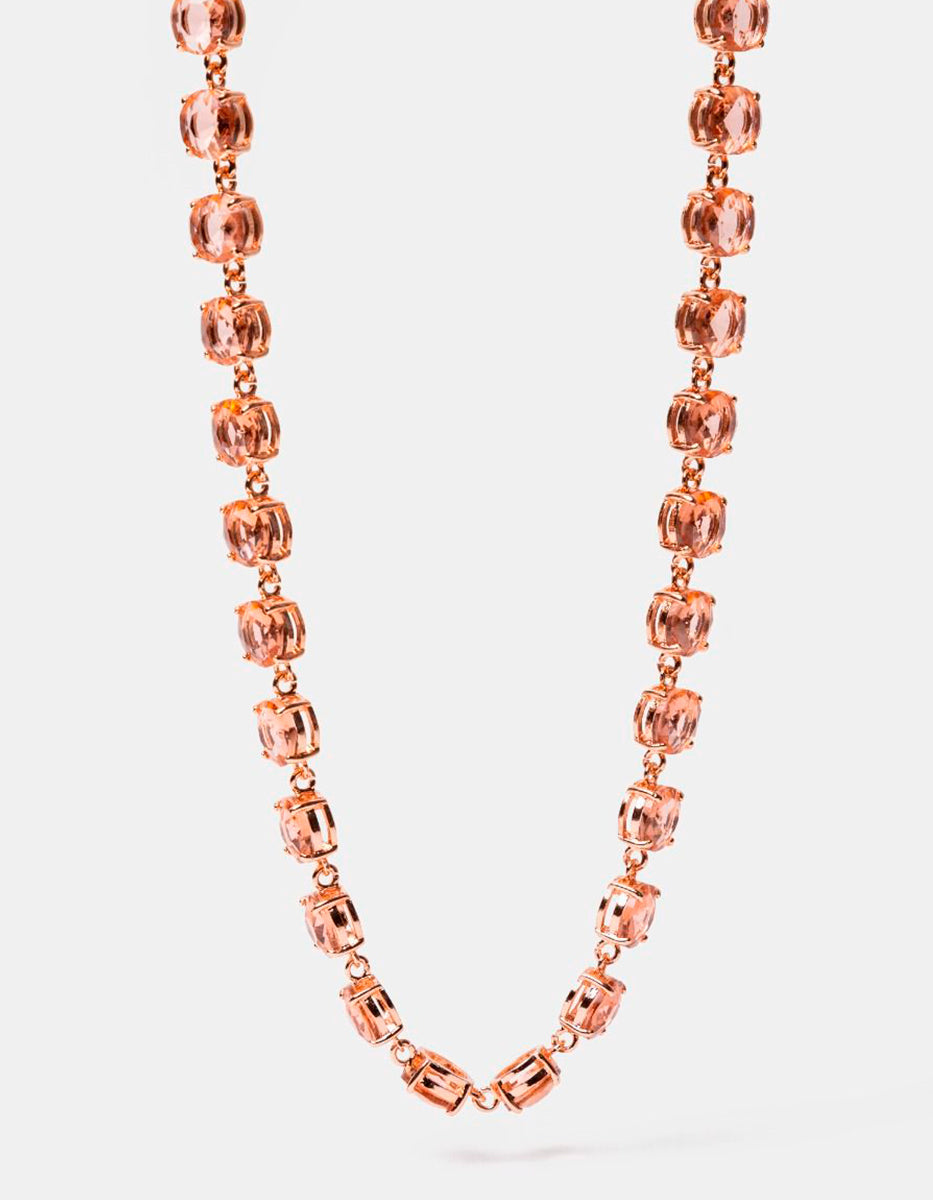 Collar en Bronce con Baño de Oro Rosa 22 kt y Piedras Espinolita Tono Rosa Fenicia