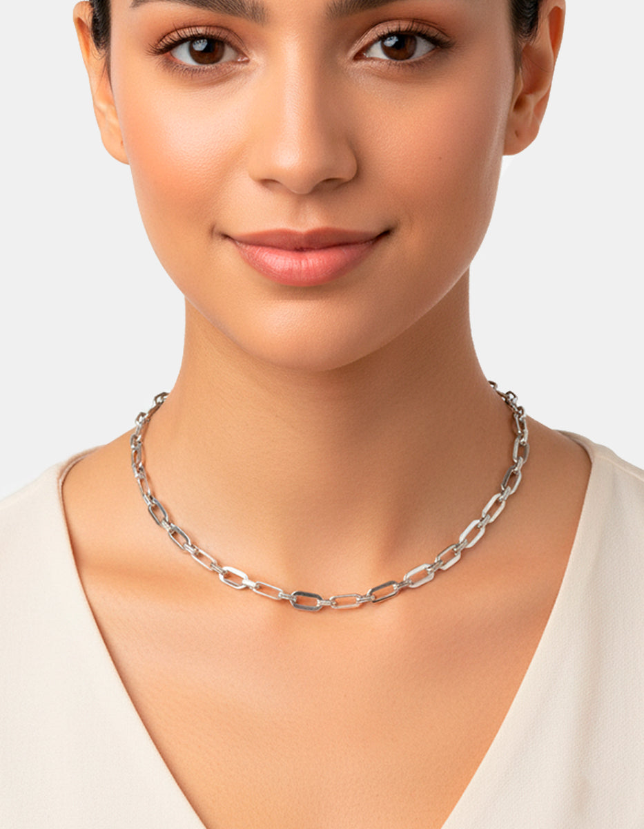 Collar de bronce con baño de rodio Fenicia