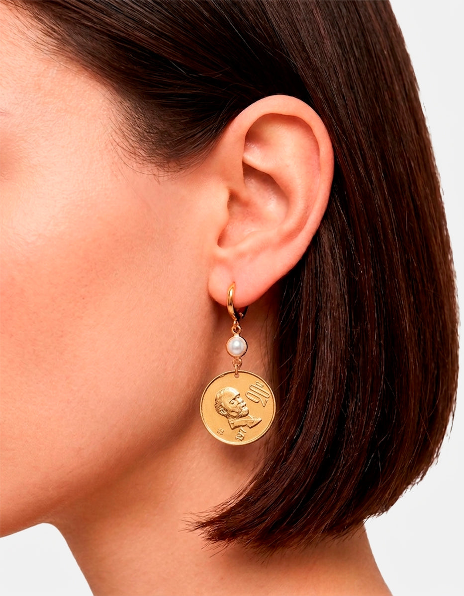 Aretes asimétricos monedas auténticas Memorias