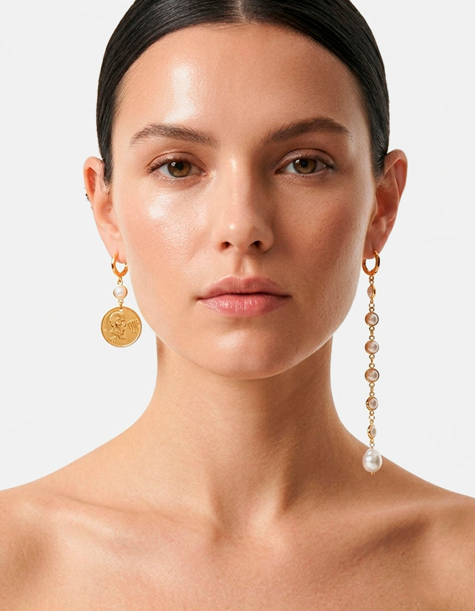 Aretes asimétricos monedas auténticas Memorias