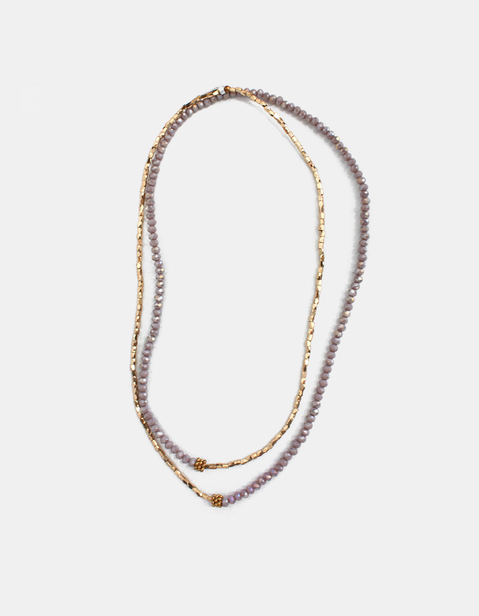 Collar en Bronce con Baño de Oro 22 kt y Cristal Austriaco Morado