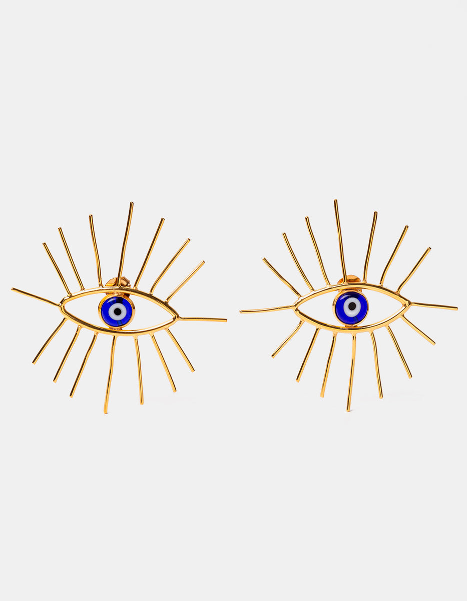 Aretes forma de ojo turco con halo