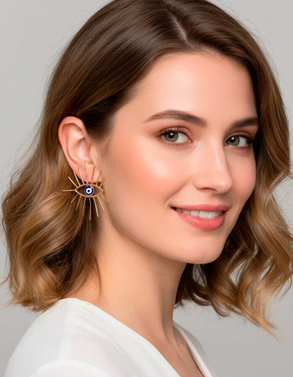 Aretes forma de ojo turco con halo