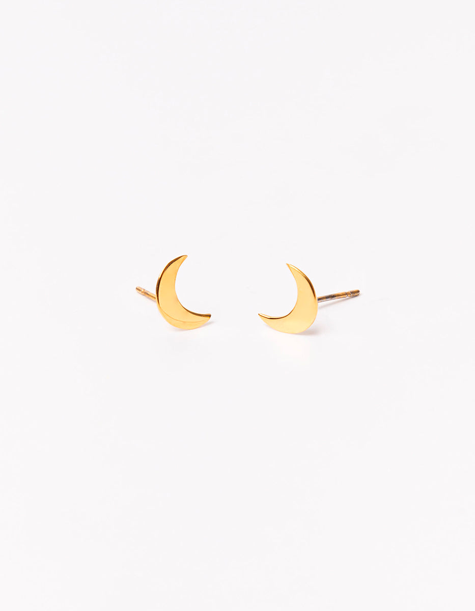 Broqueles bronce baño oro 22kt con forma de luna Fly me to the Moon