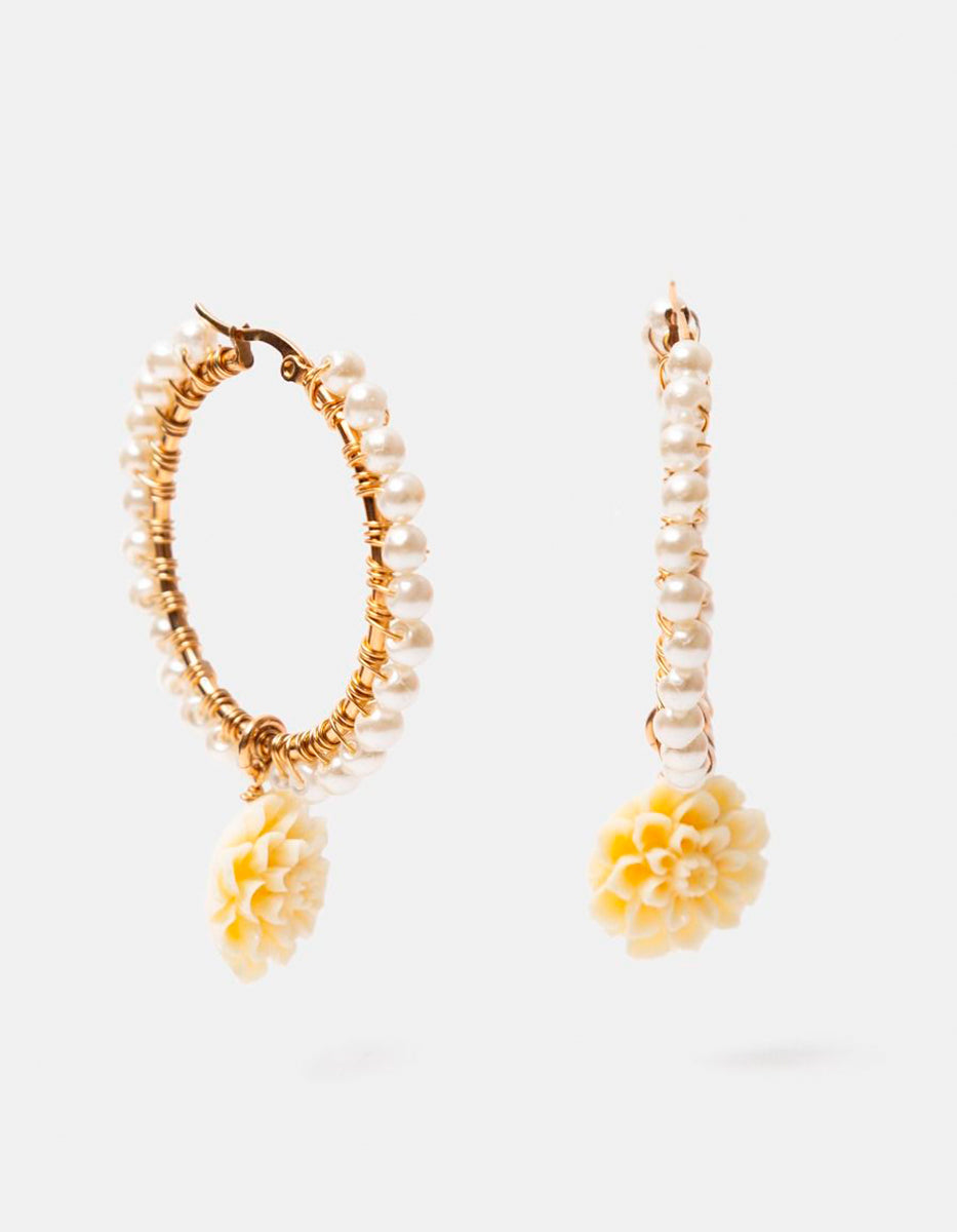 Arracaras perla mabe y malaquita Life