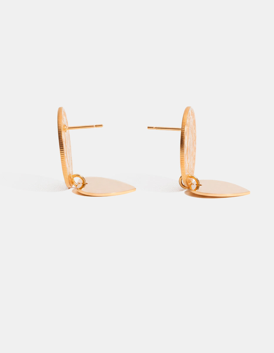 Aretes moneda auténtica corazón Memorias