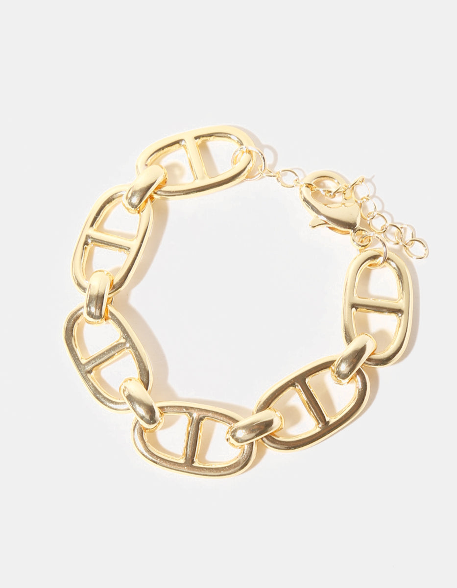 Pulsera de bronce con baño de oro 22 kt Eslabón redondo Fenicia