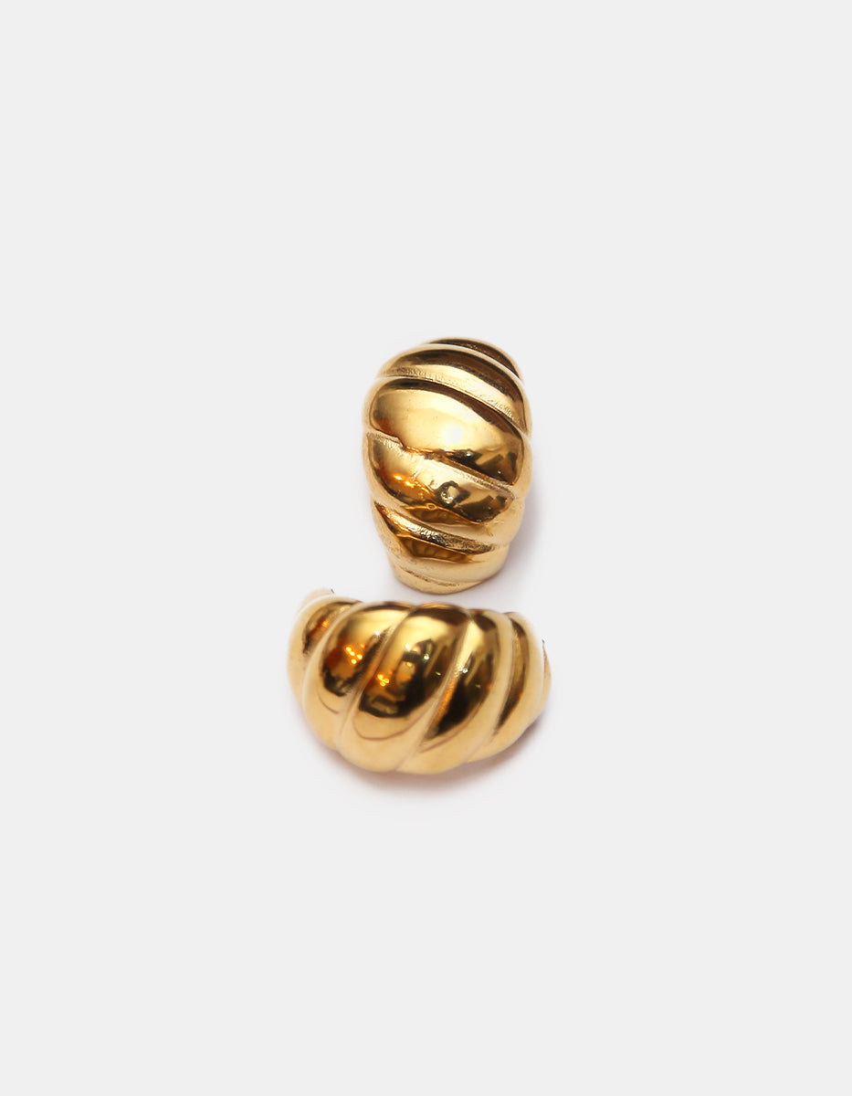 Aretes de bronce en baño de oro 22k en forma de Caracol