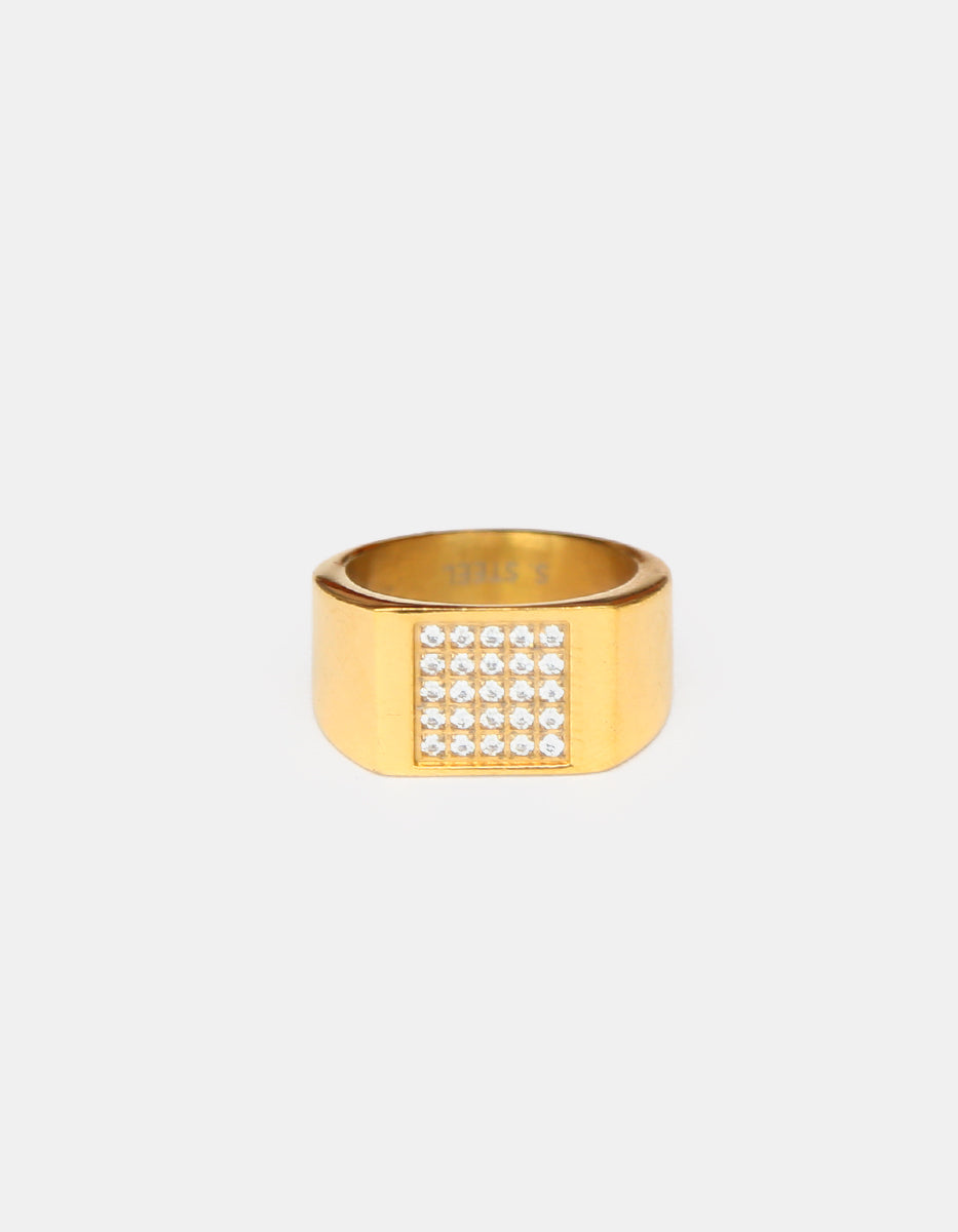 Anillo de acero en baño oro 22 kt con espinolitas Talla 8 Nordic
