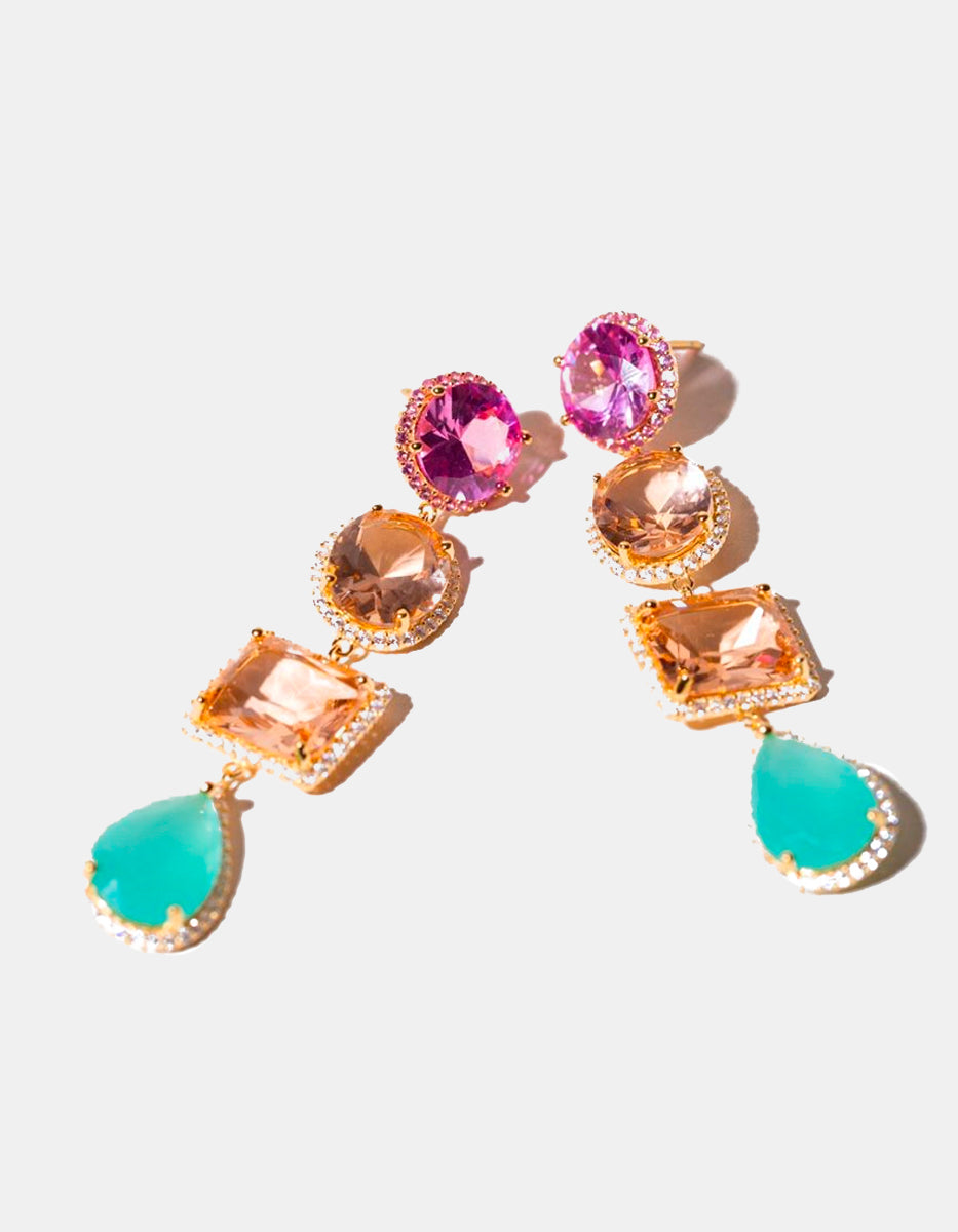 Aretes rosa de francia, citrino Luxury Color