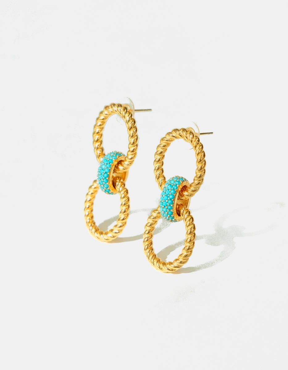 Aretes torsal con espinolitas azul turquesa Flashy