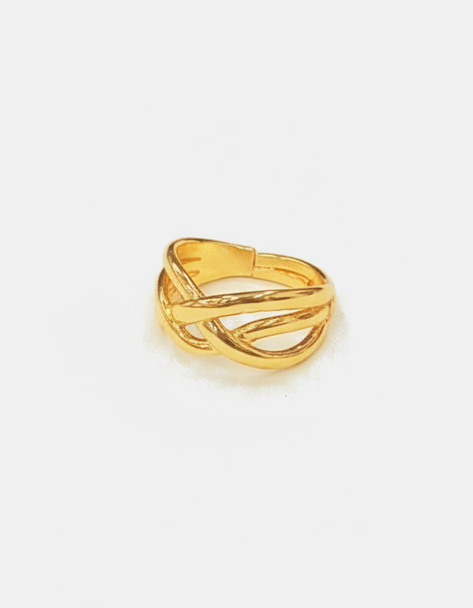 Anillo ajustable trenzado Golden