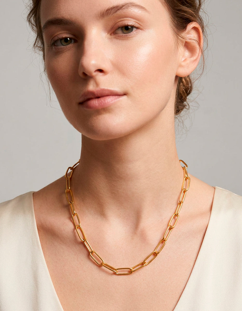 Collar de bronce en baño de oro 22k con eslabones