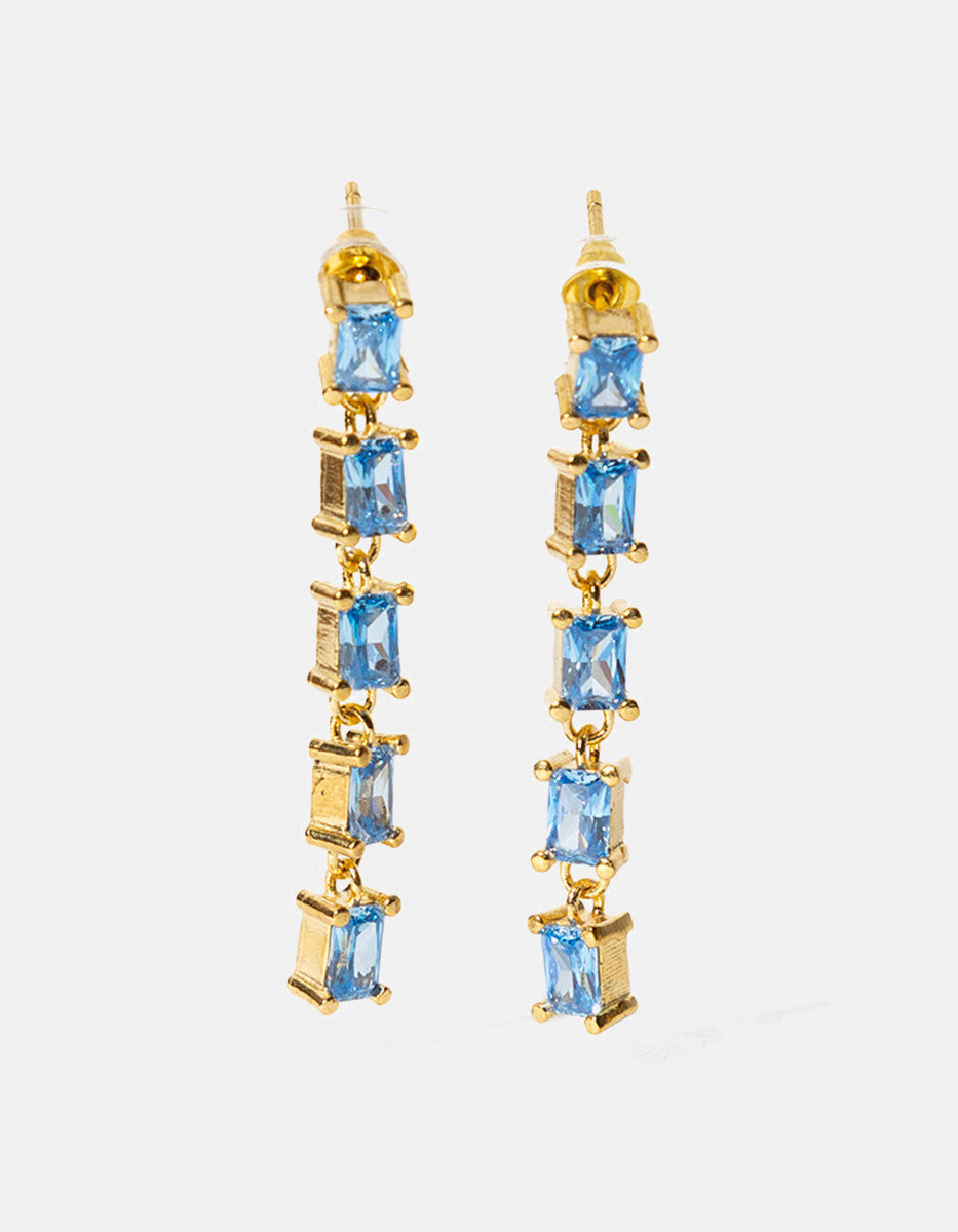 Aretes con espinolitas azul en cascada Flashy