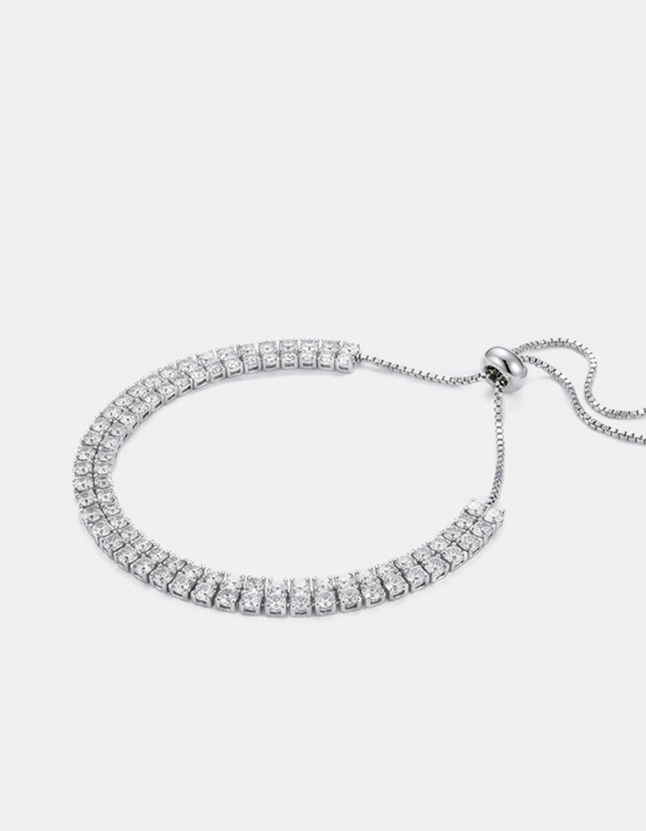 Pulsera de metal noble en baño de platino con doble fila de topacios brillantes Festive Style