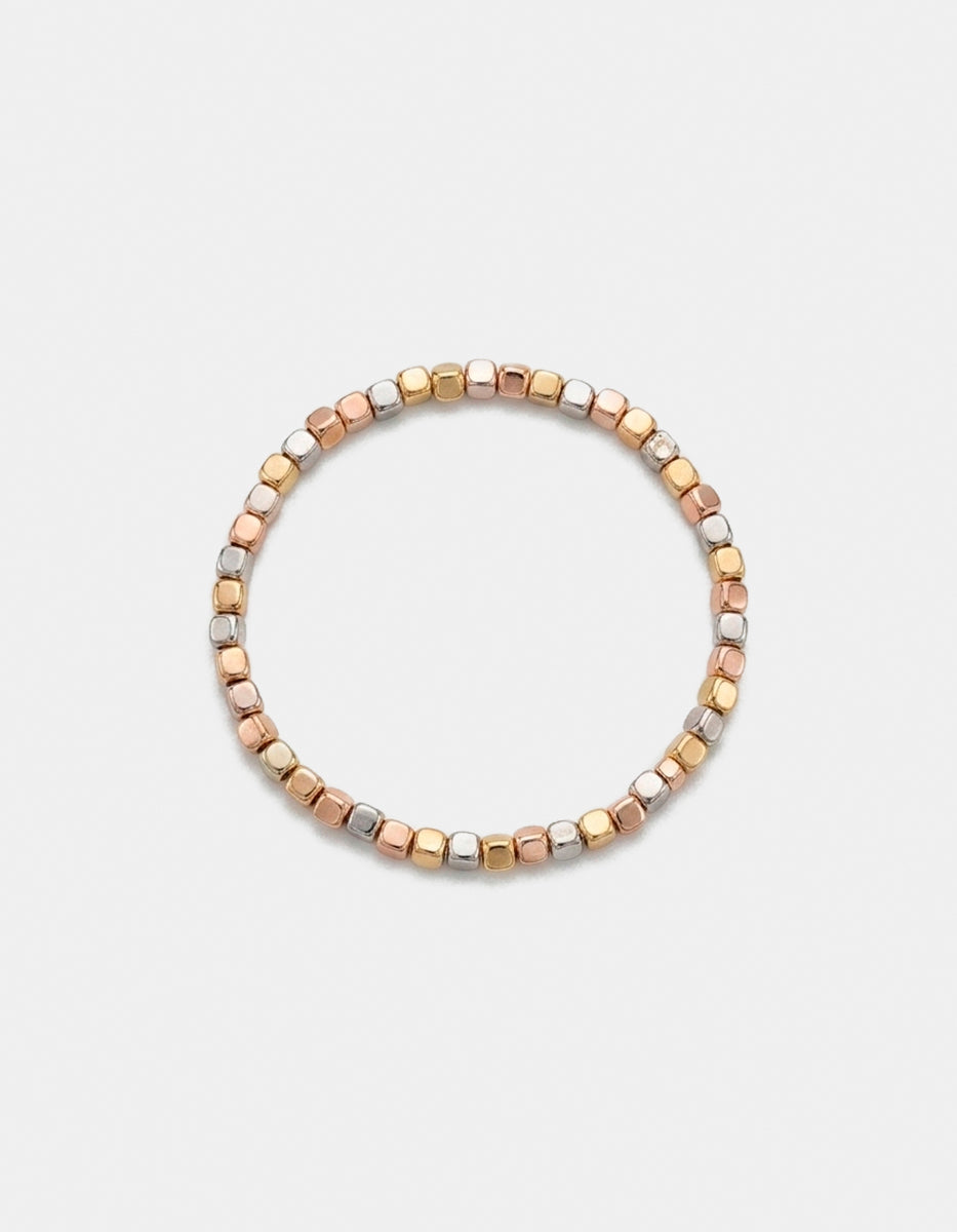 Pulsera ajustable tricolor con cubos facetados