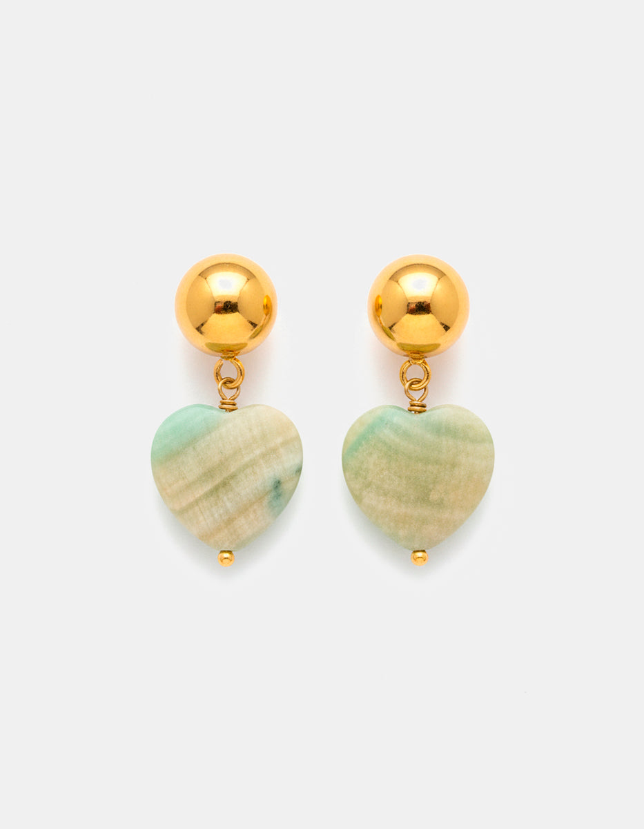 Aretes en forma de corazón & cuarzo azul