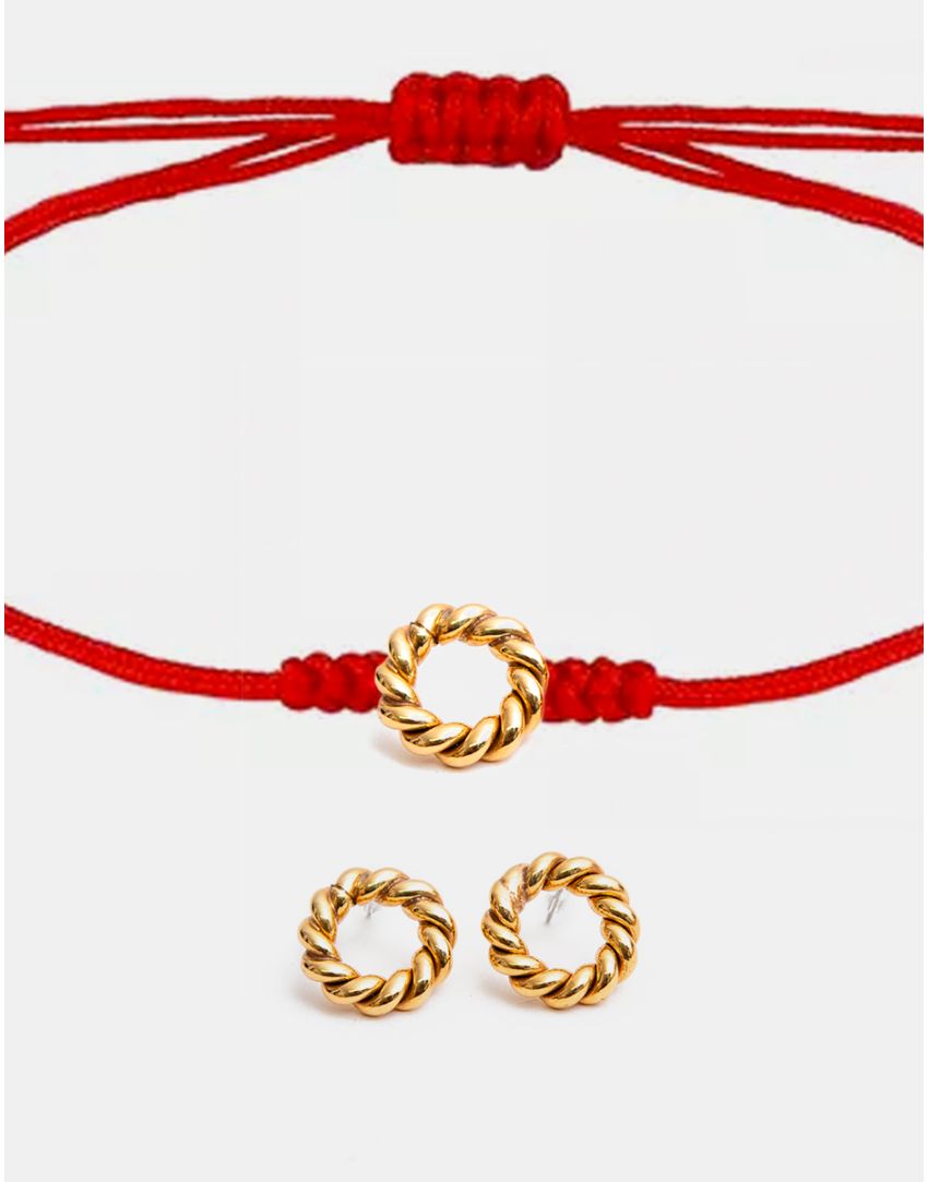 Aretes y pulsera aro torzal