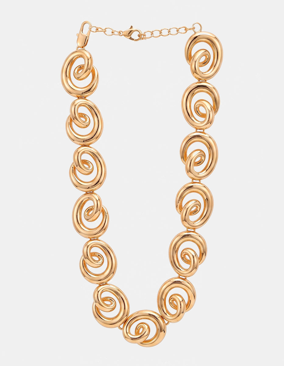 Collar en Gold-Filled de 22kt con eslabones orgánicos en espiral Golden Chic