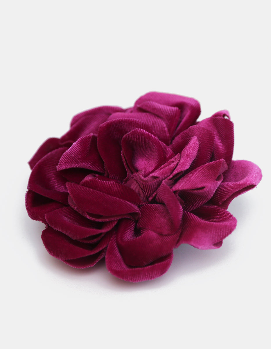 Prendedor de Seda en forma de rosa tono Fucsia