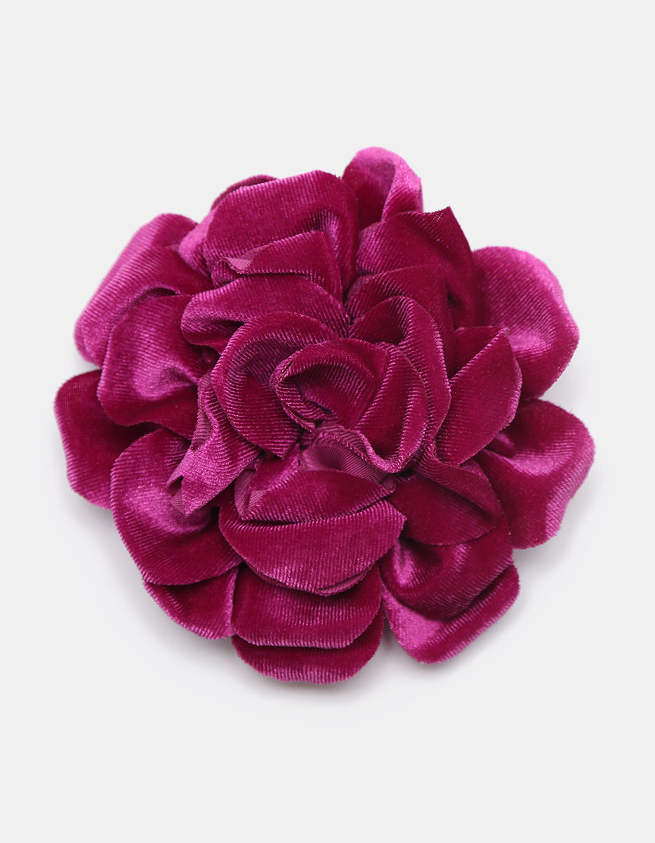 Prendedor de Seda en forma de rosa tono Fucsia