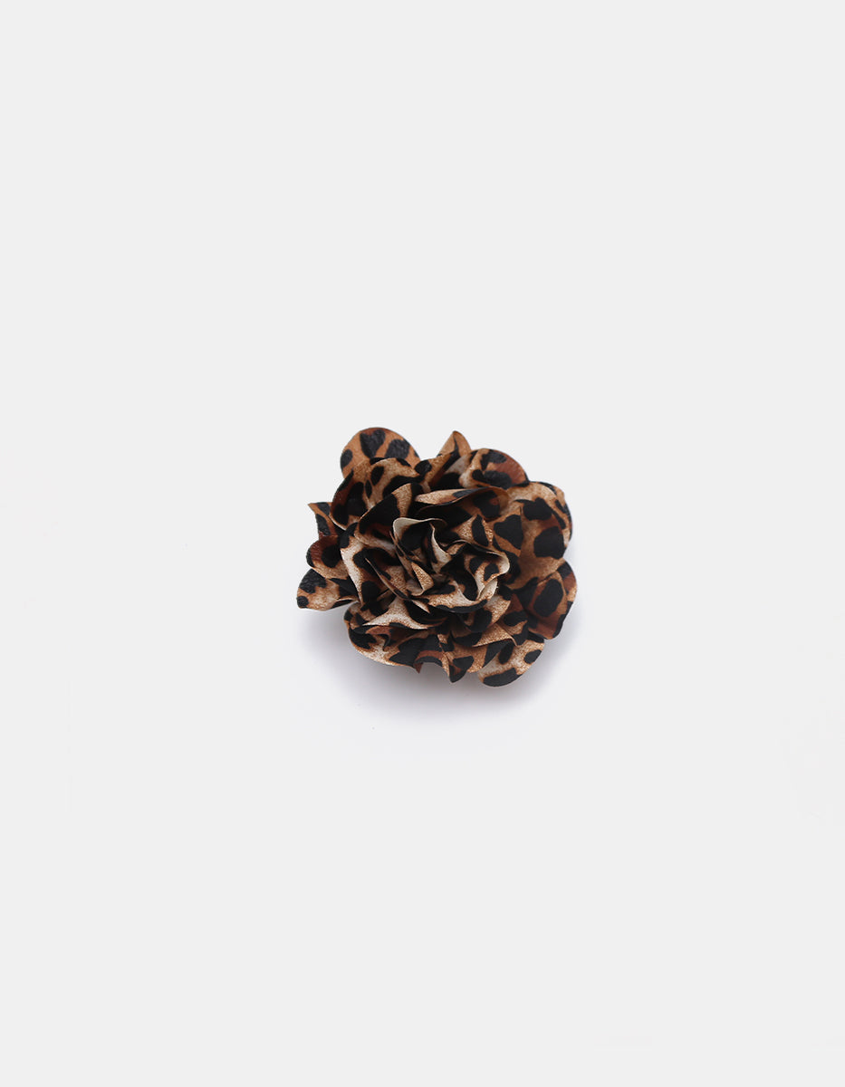 Prendedor de Seda en forma de Rosa tono Animal Print Chica