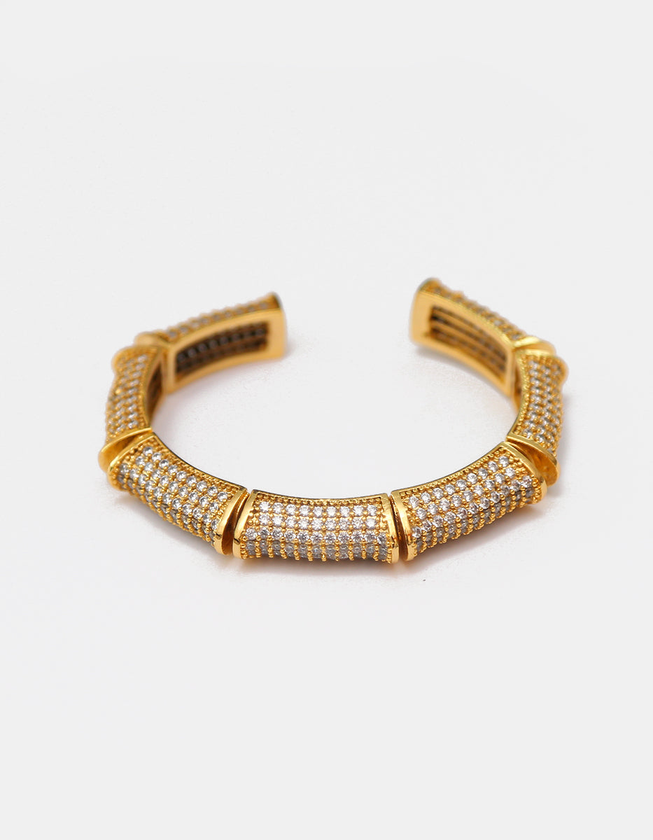 Brazalete de bronce en baño de oro con espinolitas en corte brillante