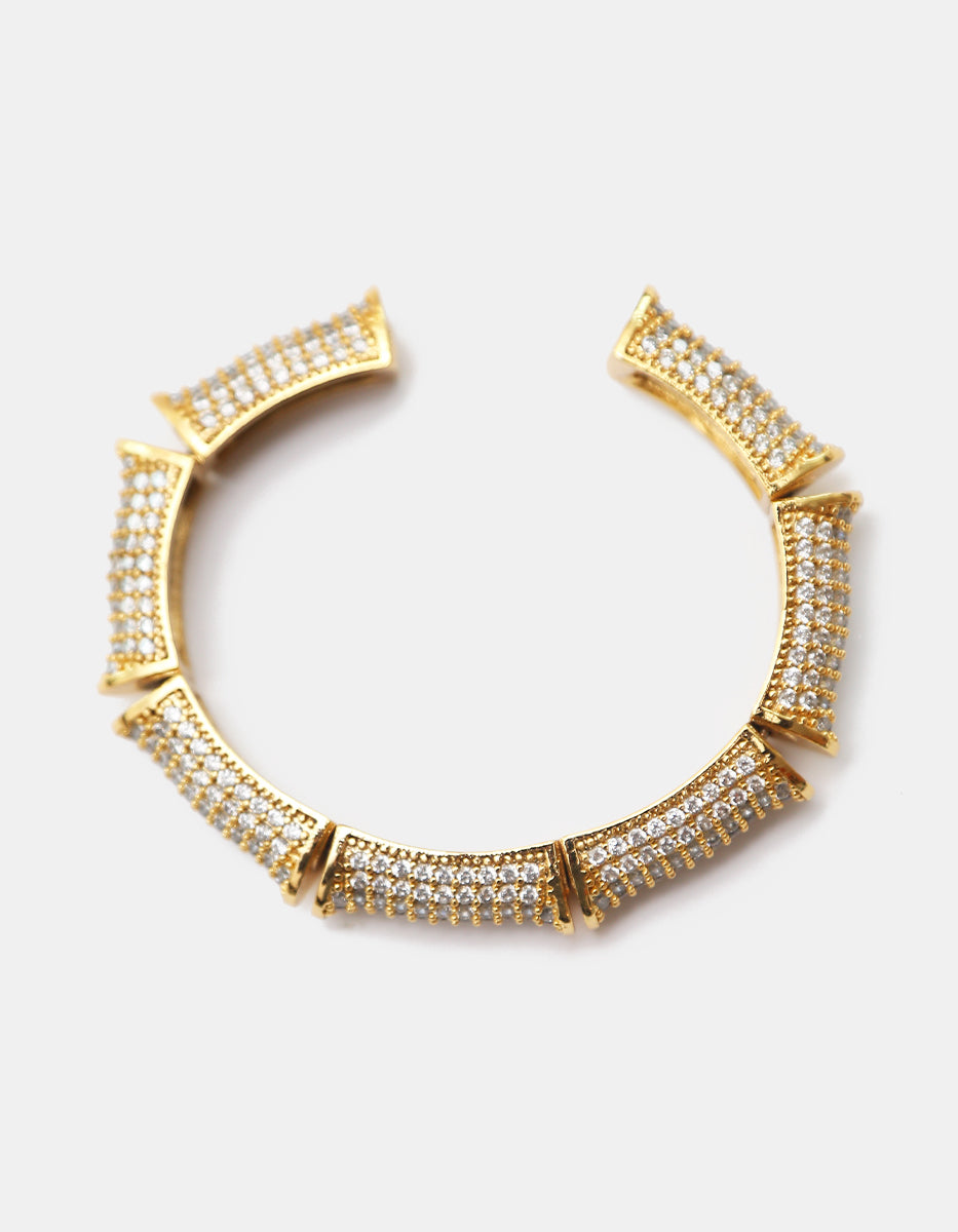 Brazalete de bronce en baño de oro con espinolitas en corte brillante