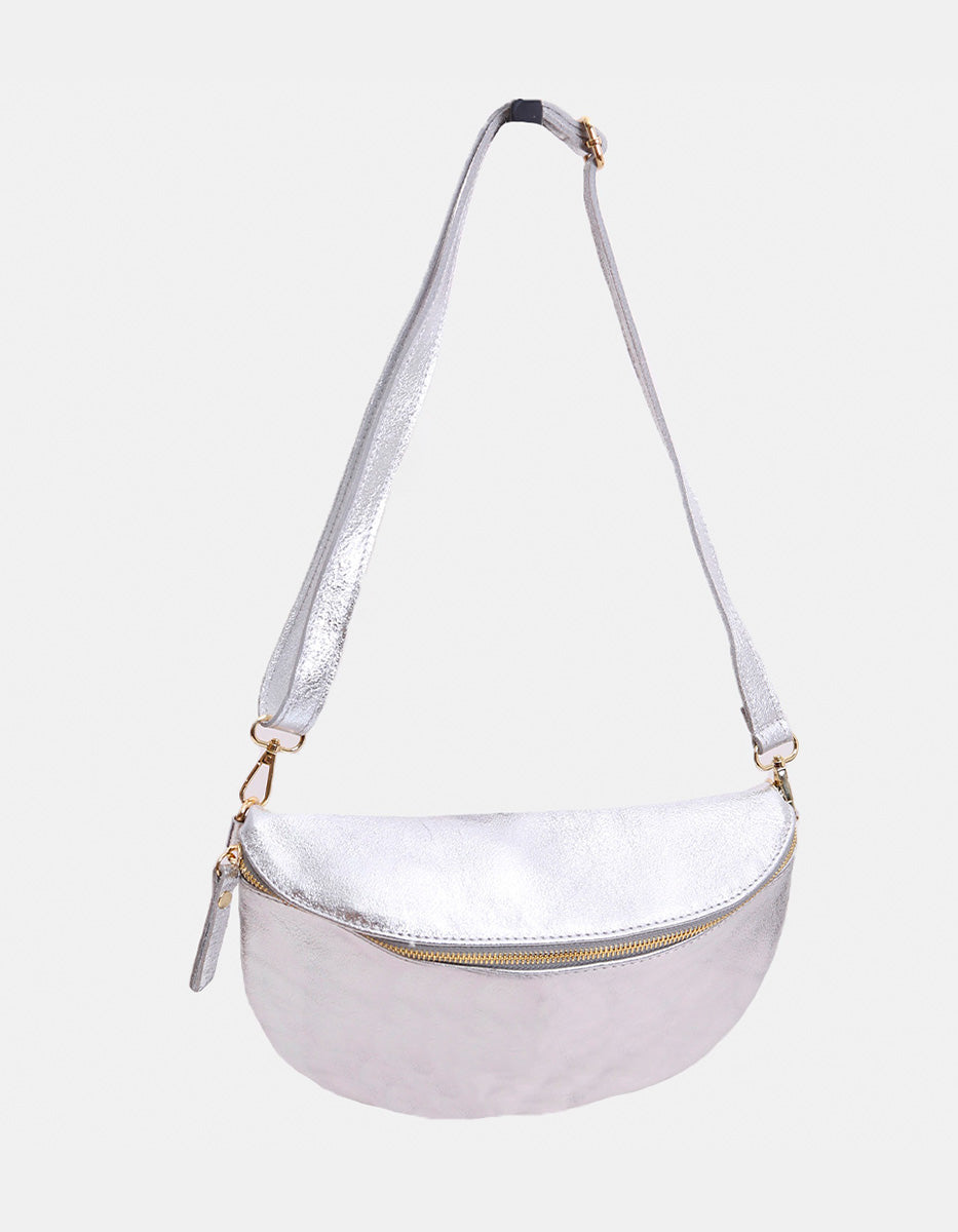 Chest Bag de Piel Color Plata Glam Bags
