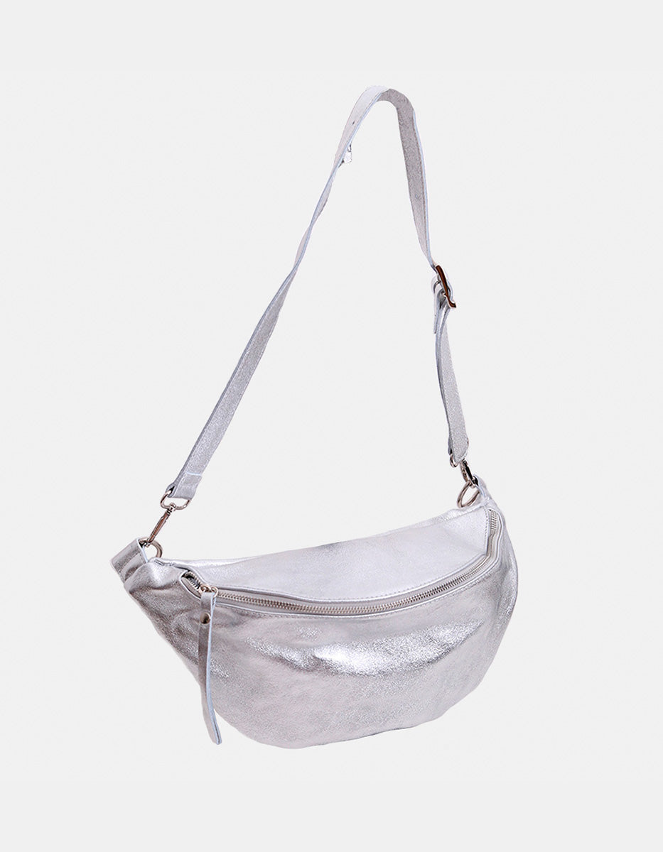 Chest Bag de Piel Color Plata – Glam Bags