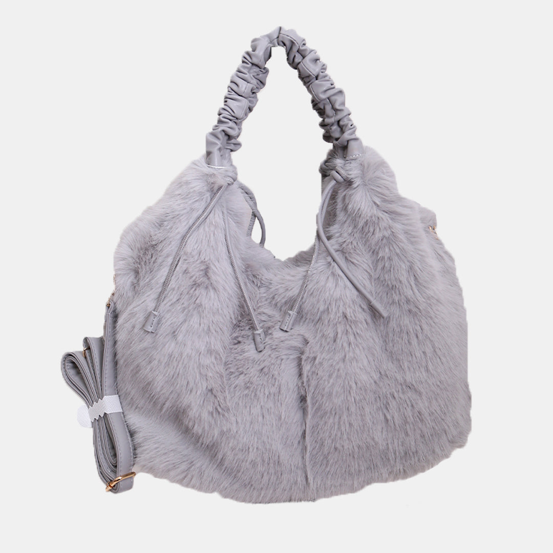 Bolso de piel de conejo color gris invierno grande Glam Bags
