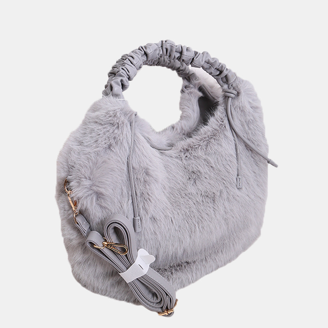 Bolso de piel de conejo color gris invierno grande Glam Bags