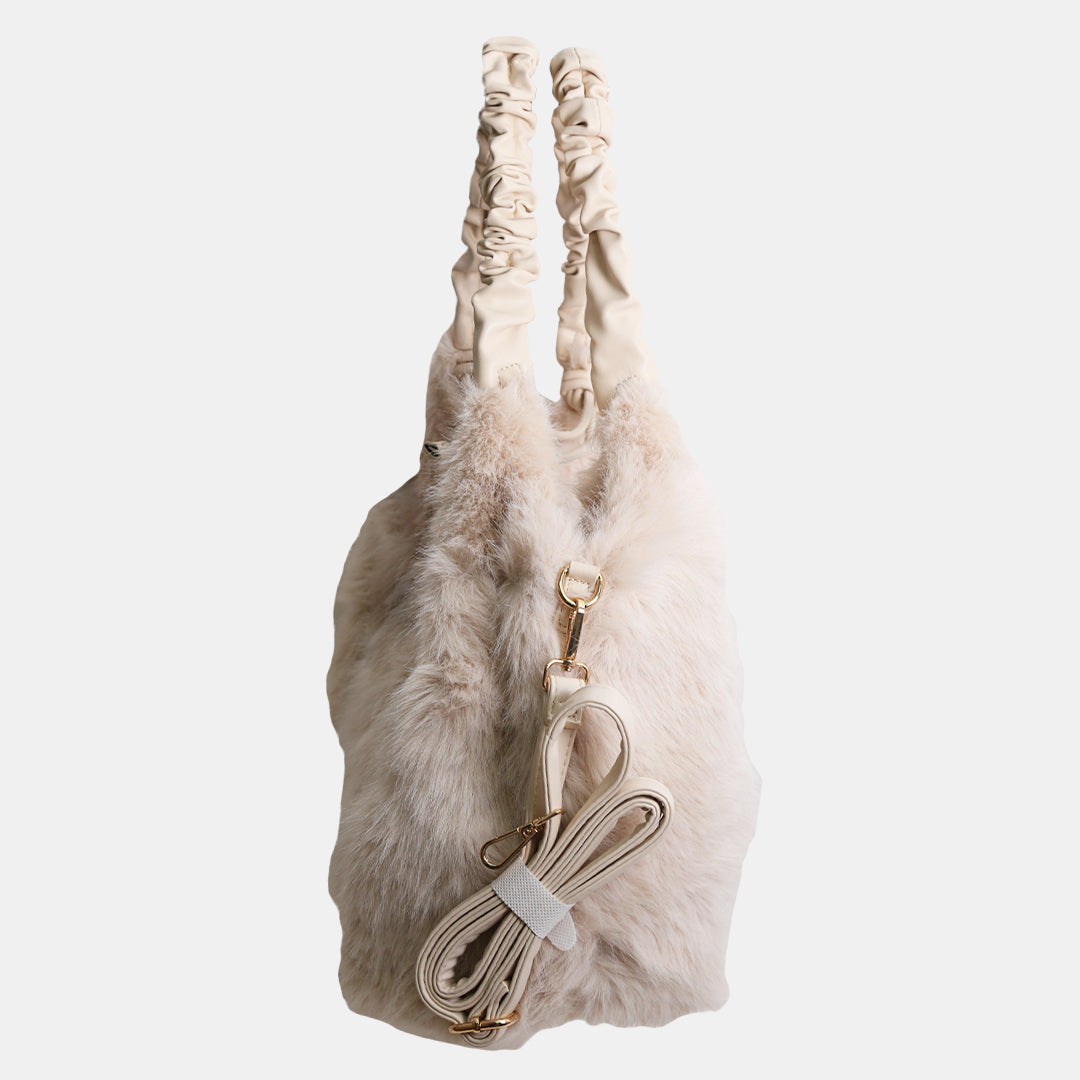 Bolso de piel de conejo color nude grande Glam Bags
