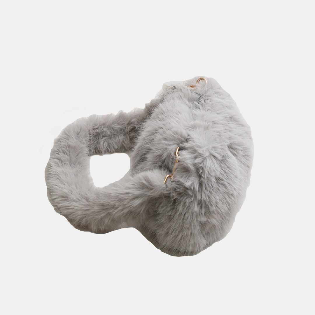 Bolso de piel de conejo color gris invierno chico Glam Bags