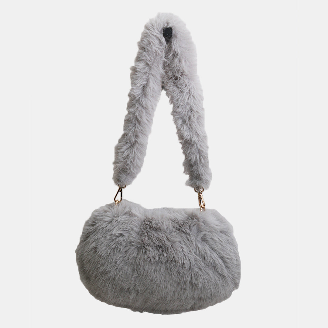 Bolso de piel de conejo color gris invierno chico Glam Bags