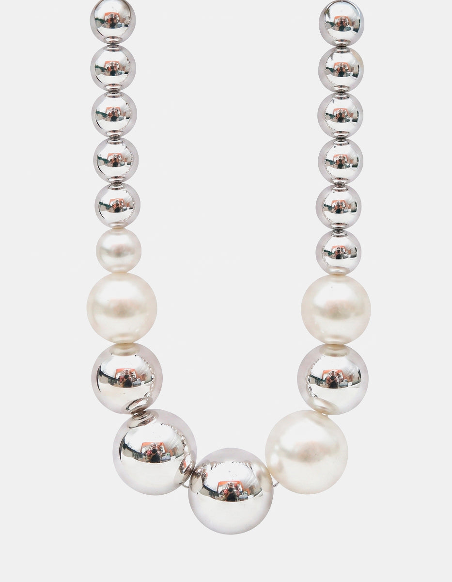 Collar de metal noble en baño Silverfield esférico en disminución con perla mabe Ultramar