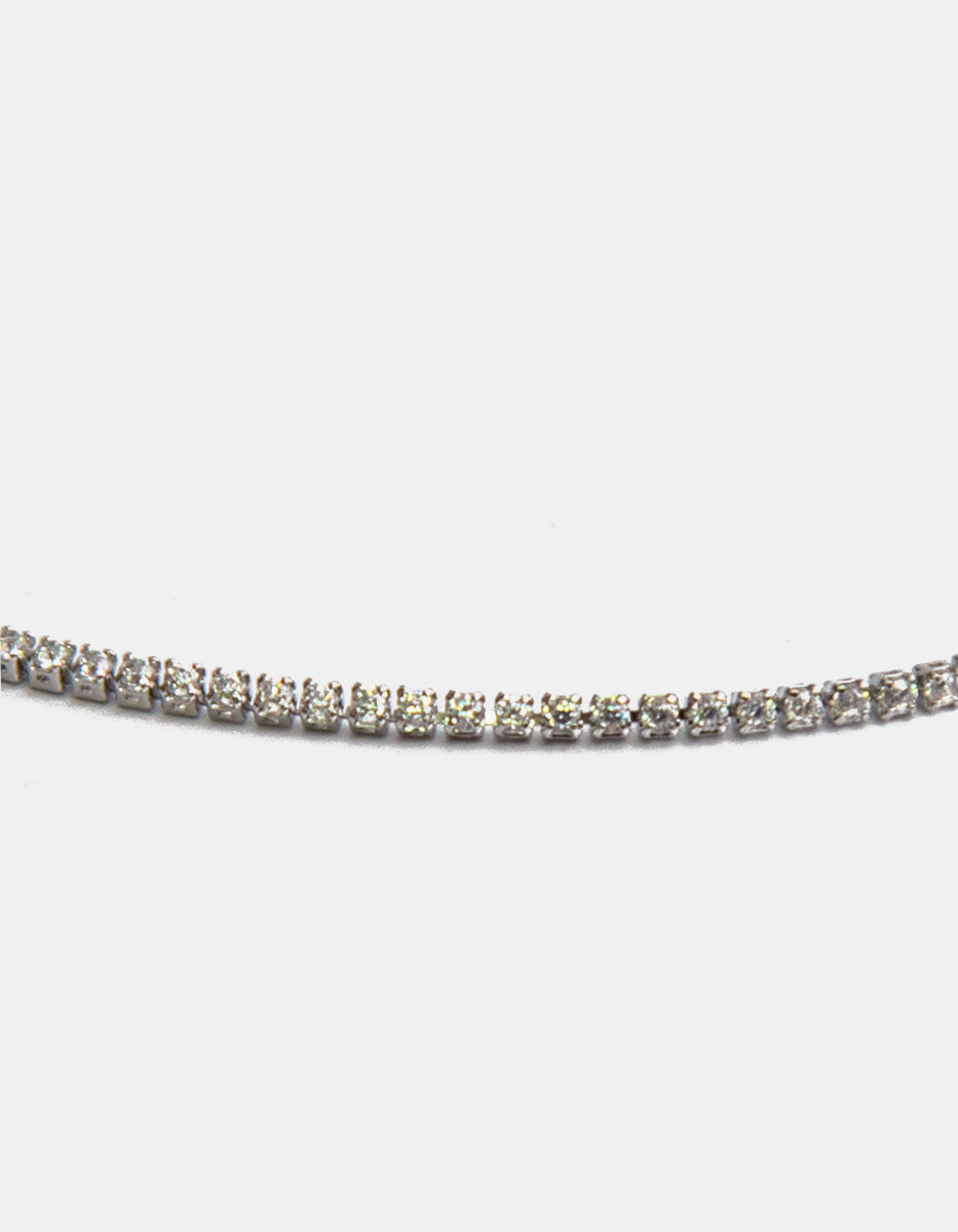 Pulsera ajustable delgada en baño de platino con topacios blancos en corte brillante Festive Style