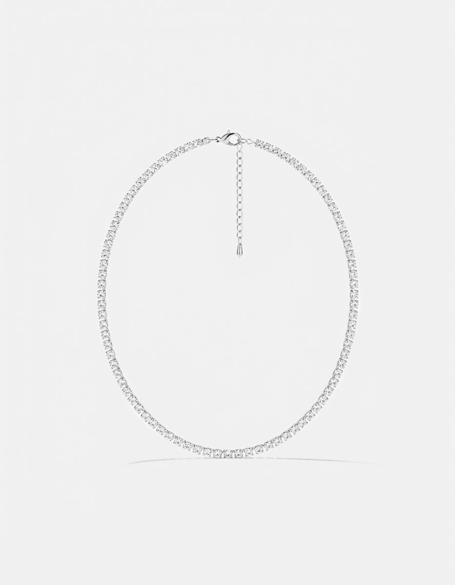 Collar de metal noble en baño platino con topacios en corte brillante Festive Style