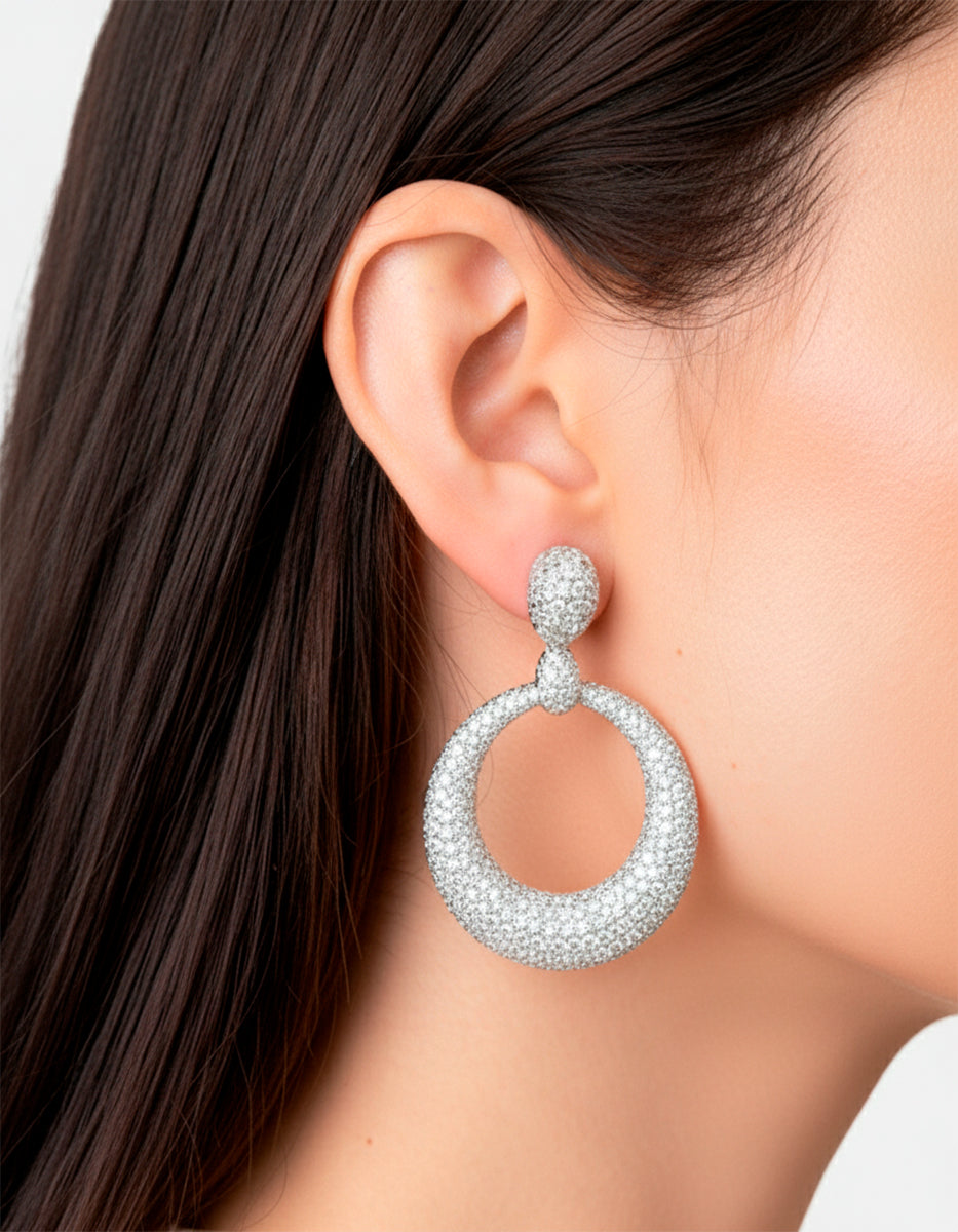 Aretes forma ovalo & topacios blancos Festive Style