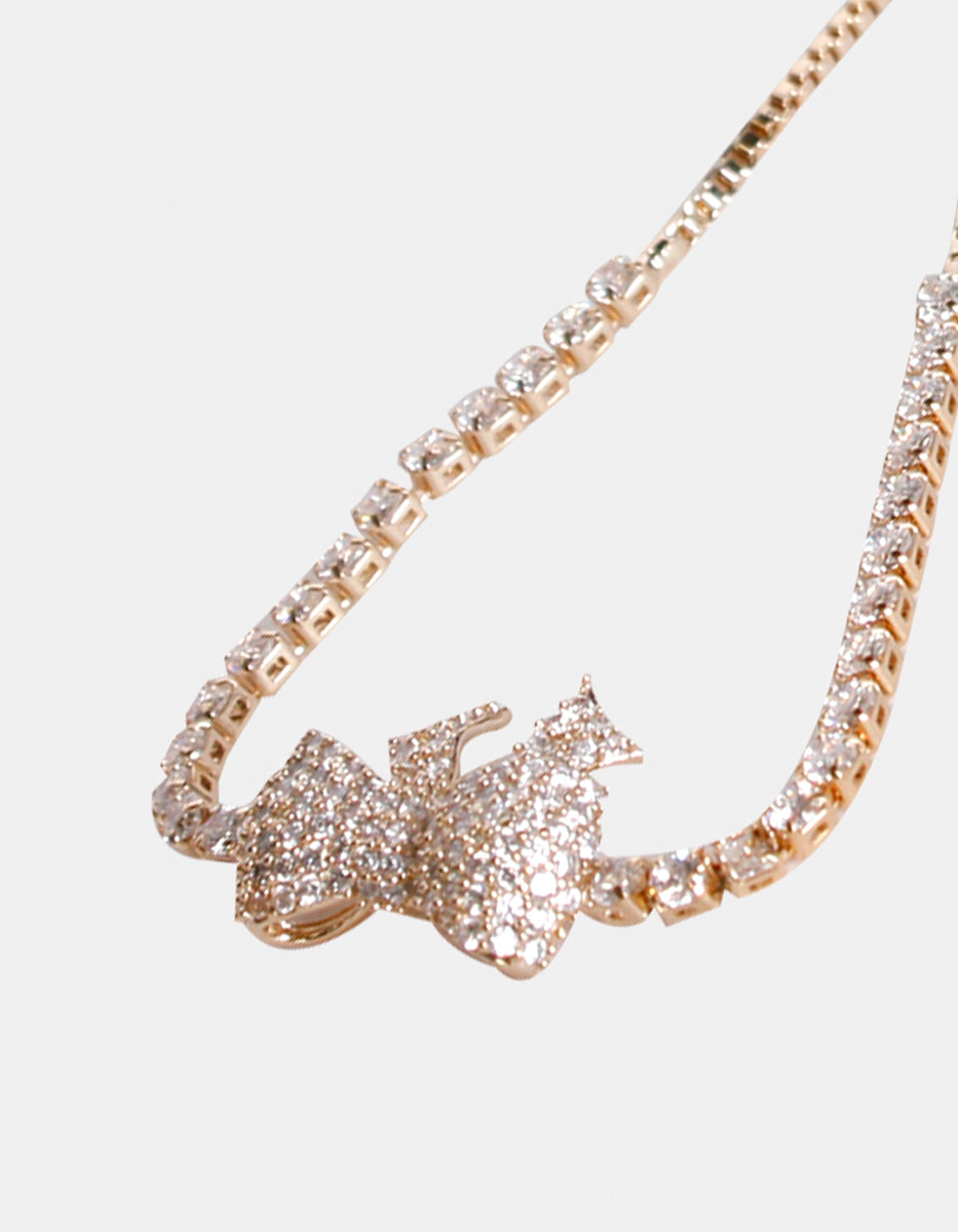 Pulsera ajustable con moño y topacios blancos Festive Style