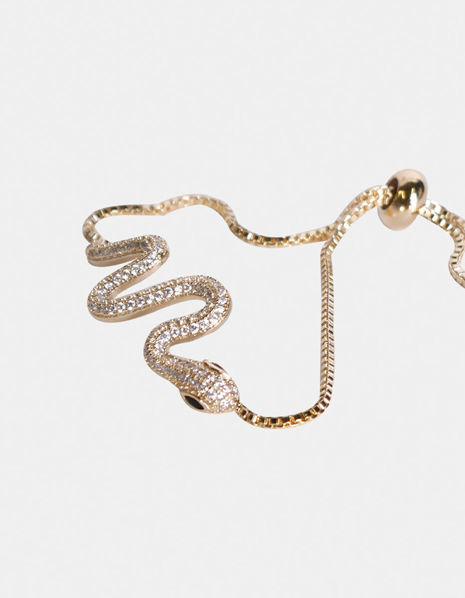 Pulsera con serpiente y topacios blancos Festive Style