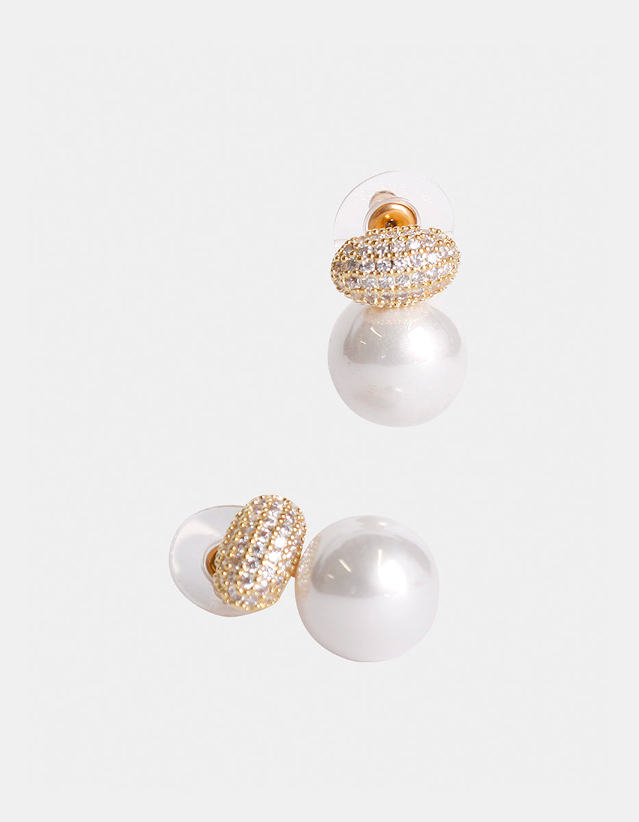 Aretes perla Mabe y topacios blancos Festive Style