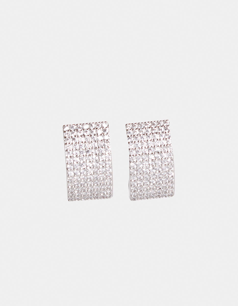 Aretes en forma rectangular de cascada y topacios blancos Festive Style
