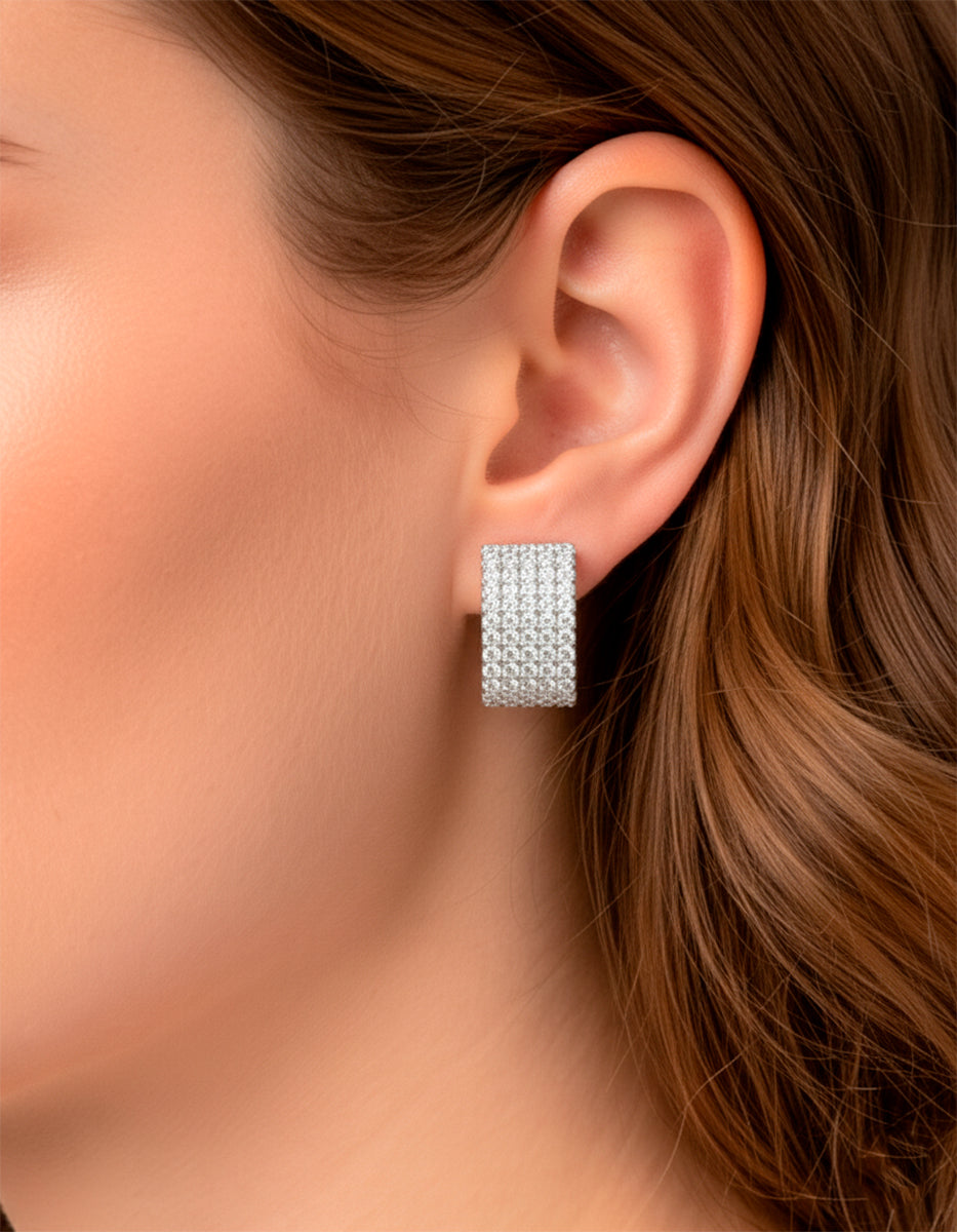 Aretes en forma rectangular de cascada y topacios blancos Festive Style