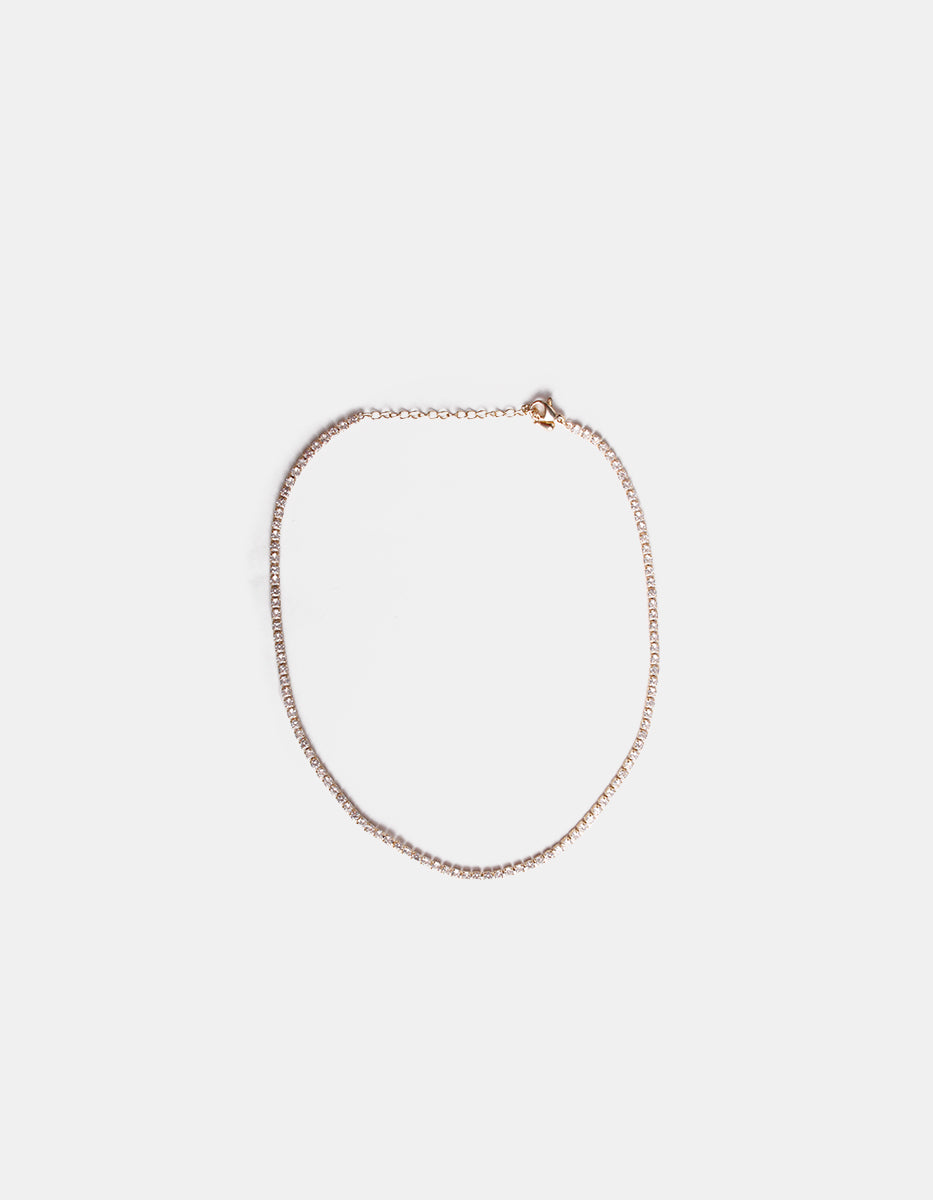 Collar en baño de oro de 22 kt con topacios blancos en corte radiante Festive Style