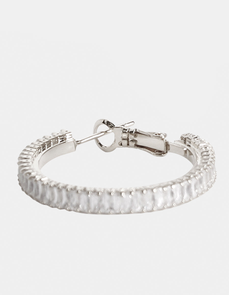 Arracadas mini con topacios blancos rectangulares Festive Style