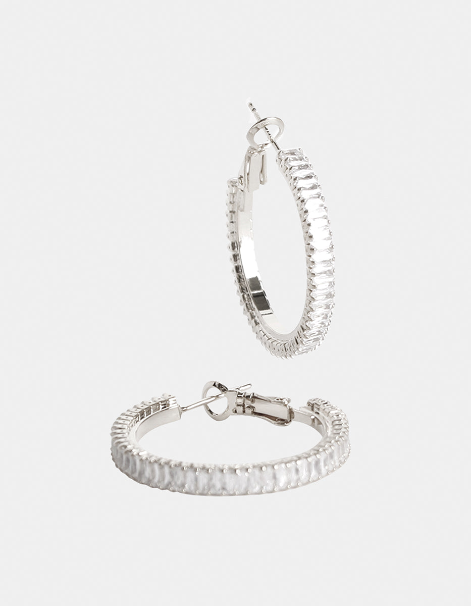 Arracadas mini con topacios blancos rectangulares Festive Style