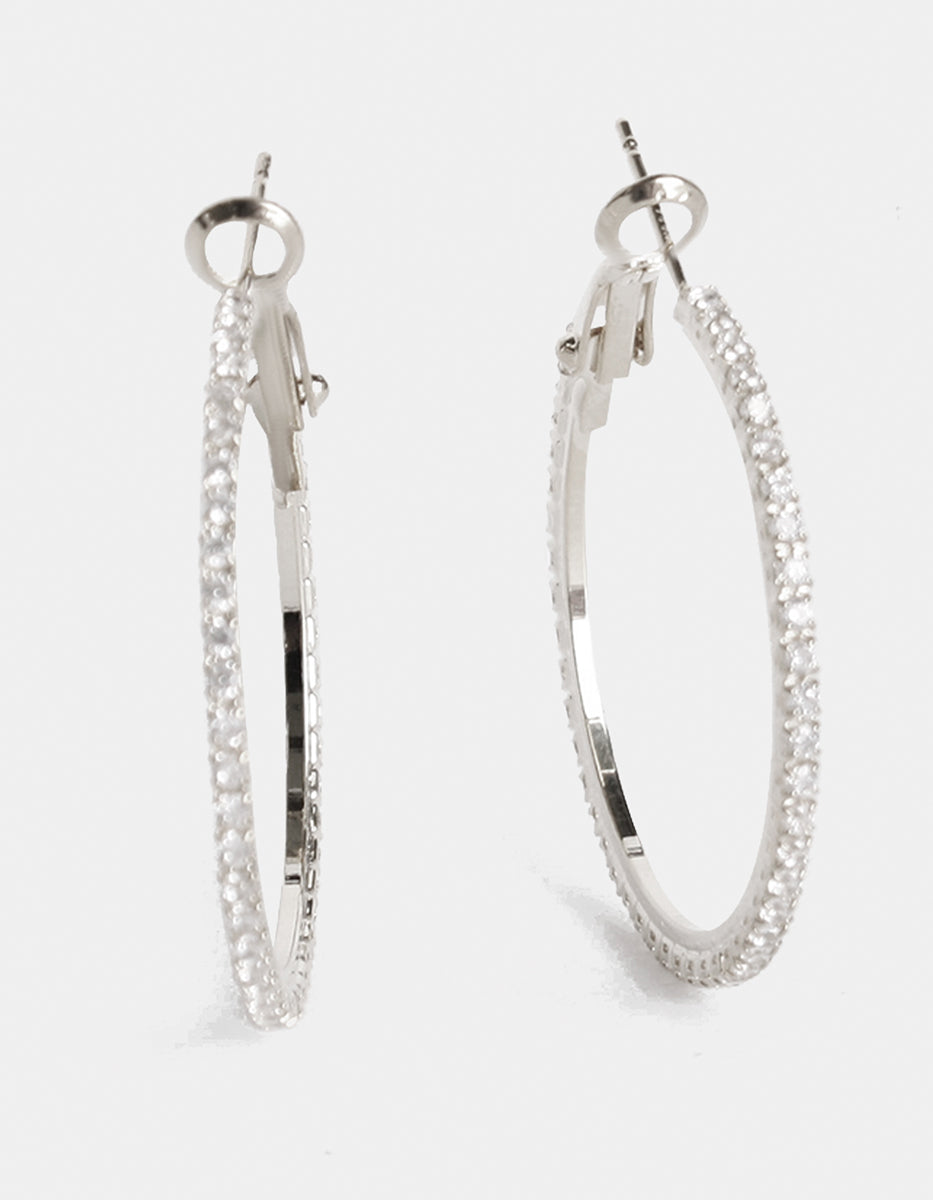 Arracadas con topacios blancos redondos grandes Festive Style