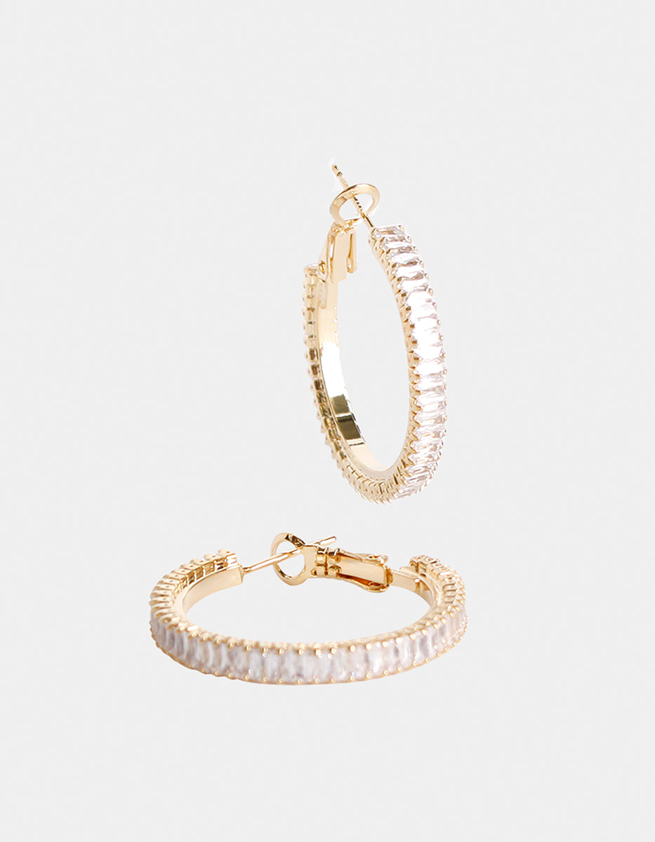 Arracadas mini con topacios blancos rectangulares Festive Style